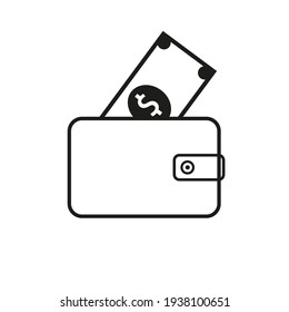 Wallet Icon With Money. Money Icon. Vector Graphics