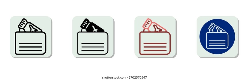 Ícone de Wallet com Ilustração de Vetor de Vários Estilos