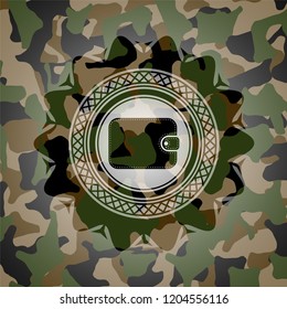 wallet icon on camo texture