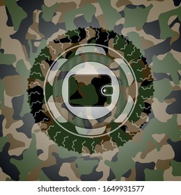 wallet icon on camo texture