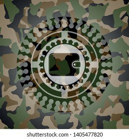 wallet icon on camouflaged texture