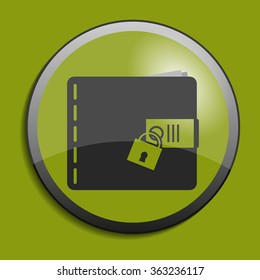 Wallet icon on circle button. Vector illustration