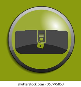 Wallet icon on circle button. Vector illustration