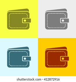 Wallet Icon on Four Different Backgrounds. Eps-10.