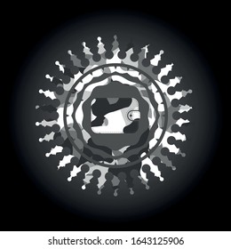 wallet icon on grey camouflaged texture
