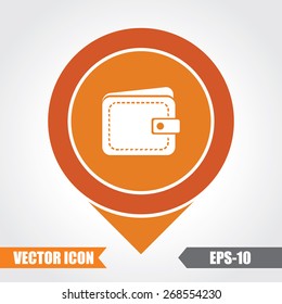 Wallet Icon On Map Pointer. Eps.-10.