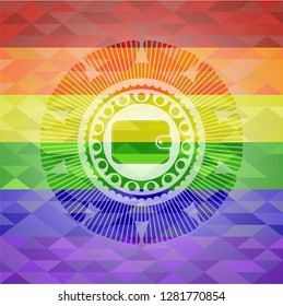 wallet icon on mosaic background with the colors of the LGBT flag