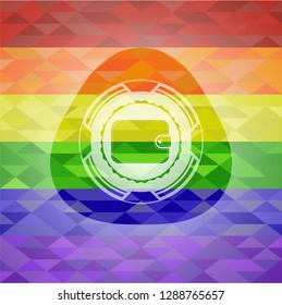 wallet icon on mosaic background with the colors of the LGBT flag