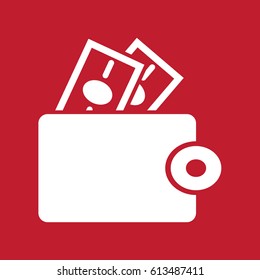 Wallet icon on red background