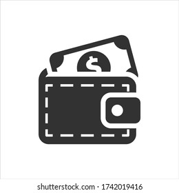 Icono de cartera en fondo blanco