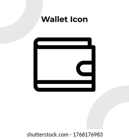 Wallet Icon with Outline Style, Vector Editable
