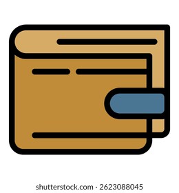 Icono de billetera. Contorno de Vector de la cartera de color plano aislado