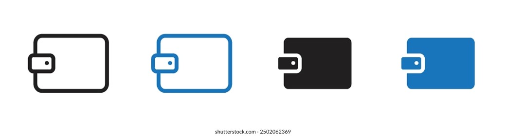 Wallet icon Outline vector line set