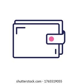 wallet icon over white background, line color style, vector ilustration