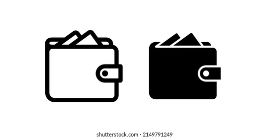 Icono de cartera. Pago, dinero o símbolo de valor. Pictograma de precio, cantidad o ahorro.