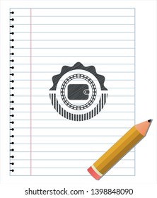 wallet icon pencil draw. Vector Illustration. Detailed.