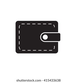 wallet icon, pouch vector illustration flat design black pictogram isolated on white background