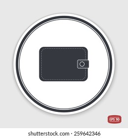 Wallet icon. Purse icon. Flat design style. Made vector illustration. Emblem or label with shadow.