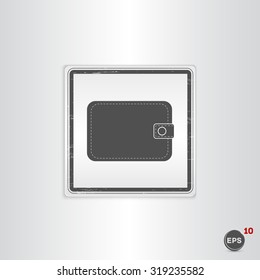 Wallet icon. Purse icon. Flat design style. Made vector illustration. Emblem or label with shadow.