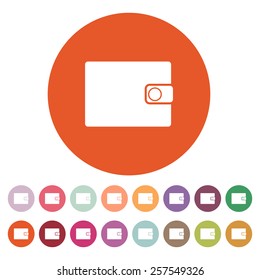 The wallet icon. Purse symbol. Flat Vector illustration. Button Set