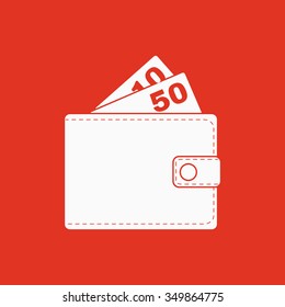 The wallet icon. Purse symbol. Flat Vector illustration