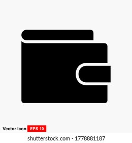 Wallet icon, purse. Vector wallet isolated on background. Illustration wallet, purse for mobile apps. Pictogram purse for web page design. Minimalist style icon wallet. Business concept.