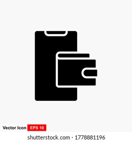 Wallet icon, purse. Vector wallet isolated on background. Illustration wallet, purse for mobile apps. Pictogram purse for web page design. Minimalist style icon wallet. Business concept.