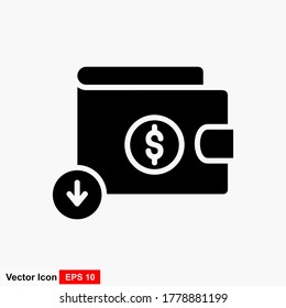Portemonnaie, Geldbeutel. Vektorgrafik-Brieftasche einzeln auf Hintergrund. Illustration-Brieftasche, Handtasche für mobile Apps. Piktogramm-Handtasche für Webseitendesign. Minimalistische Stil Symbol-Brieftasche. Geschäftskonzept.