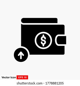 Wallet icon, purse. Vector wallet isolated on background. Illustration wallet, purse for mobile apps. Pictogram purse for web page design. Minimalist style icon wallet. Business concept.
