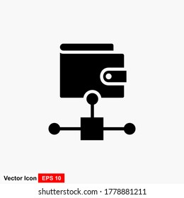 Portemonnaie, Geldbeutel. Vektorgrafik-Brieftasche einzeln auf Hintergrund. Illustration-Brieftasche, Handtasche für mobile Apps. Piktogramm-Handtasche für Webseitendesign. Minimalistische Stil Symbol-Brieftasche. Geschäftskonzept.