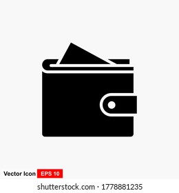 Wallet icon, purse. Vector wallet isolated on background. Illustration wallet, purse for mobile apps. Pictogram purse for web page design. Minimalist style icon wallet. Business concept.