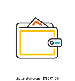 Wallet icon, purse. Vector wallet isolated on background. Vector color icon.