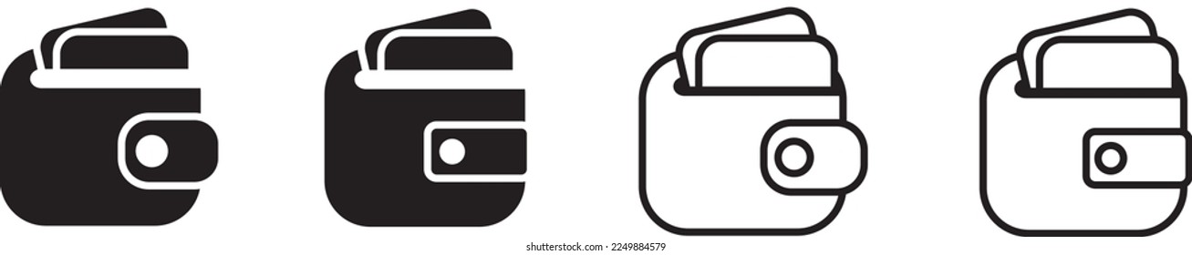 Wallet icon set. Black and linear. Vector EPS 10