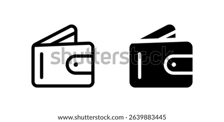 Wallet Icon Set. A black icon of a wallet, representing money or personal items.