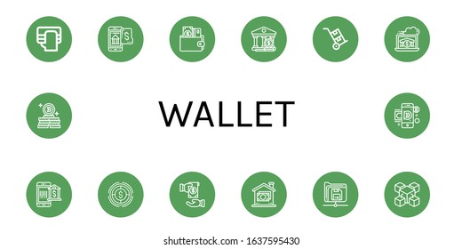 wallet icon set. Collection of Payment, Online banking, Wallet, Bank, Trolley, Payment method, Dollar, Pay, Money, Save, Blockchain, Bitcoin icons