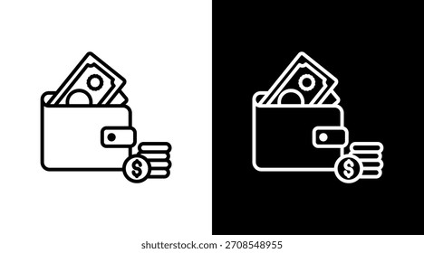 Cartera con diseño de conjunto de iconos