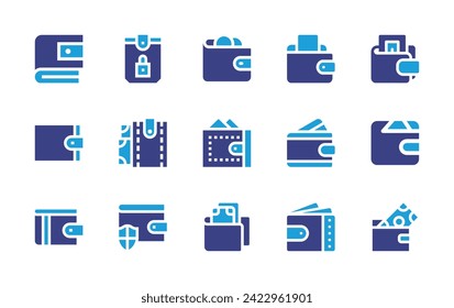 Wallet icon set. Duotone color. Vector illustration. Containing wallet, credit card, euro.