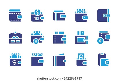 Wallet icon set. Duotone color. Vector illustration. Containing digital wallet, wallet, money, payment, banknote.