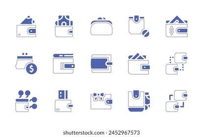 Wallet icon set. Duotone style line stroke and bold. Vector illustration. Containing wallet, digital wallet, transaction, purse, payment method, trading.