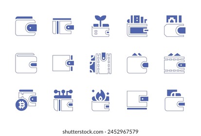 Digitale Brieftasche als Symbol gesetzt. Linienstrich im Duotonstil und fett. Vektorillustration. Brieftasche, Geldbörse, Ausgaben.