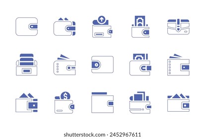 Wallet icon set. Duotone style line stroke and bold. Vector illustration. Containing wallet, wallet passes app, purse.