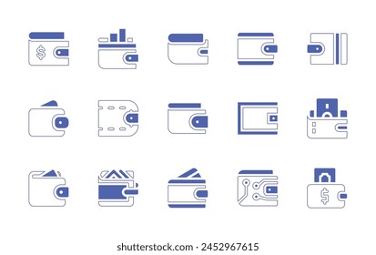 Wallet icon set. Duotone style line stroke and bold. Vector illustration. Containing wallet, cash.