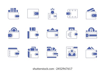 Wallet icon set. Duotone style line stroke and bold. Vector illustration. Containing wallet, digital wallet, crypto wallet, ewallet, euro.