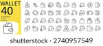 Wallet icon set. Editable stroke.