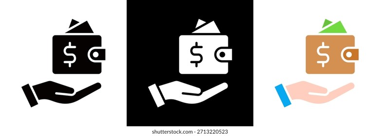 Ícone da Wallet Definir Vetor de Glifos