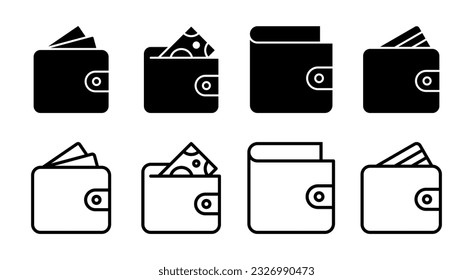 Wallet icon set illustration. wallet sign and symbol