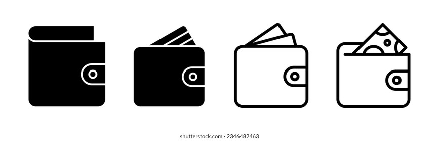 Wallet icon set illustration. wallet sign and symbol