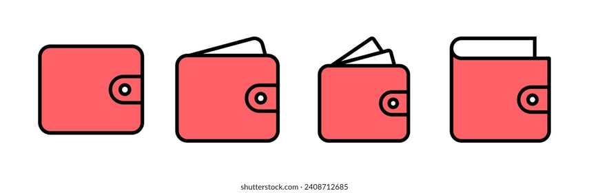 Wallet icon set illustration. wallet sign and symbol