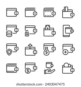 Wallet icon set isolated on white