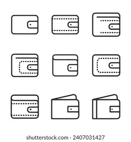 Wallet icon set isolated on white